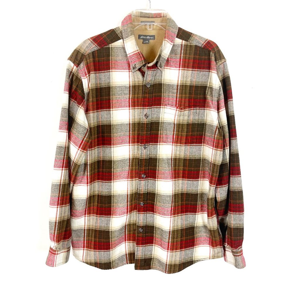 Eddie Bauer Men's Long Sleeve Button Up Collared Flannel Size XL